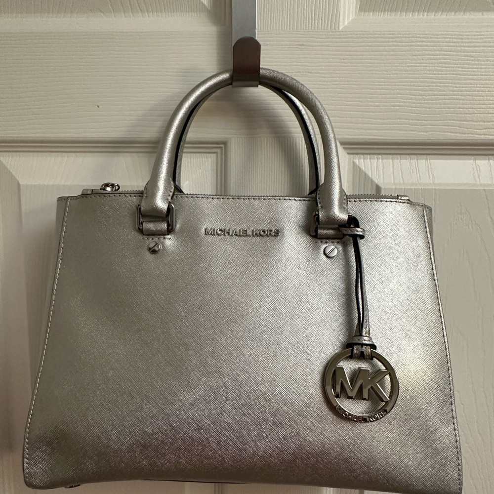 Michael Kors Metallic Silver Satchel - Picture 4 of 12
